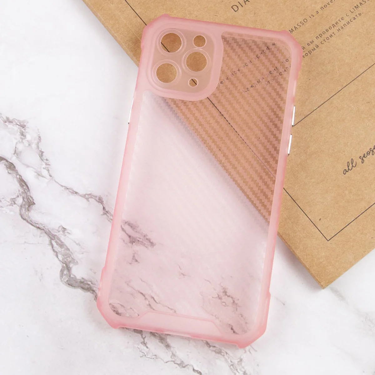 Чехол TPU Ease Carbon color series для Apple iPhone 11 Pro Max (6.5") Розовый / Прозрачный