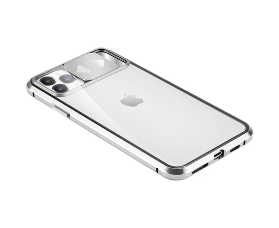 Чехол Camshield 360 Metall+Glass со шторкой для камеры для Apple iPhone 11 Pro Max (6.5") Серебряный