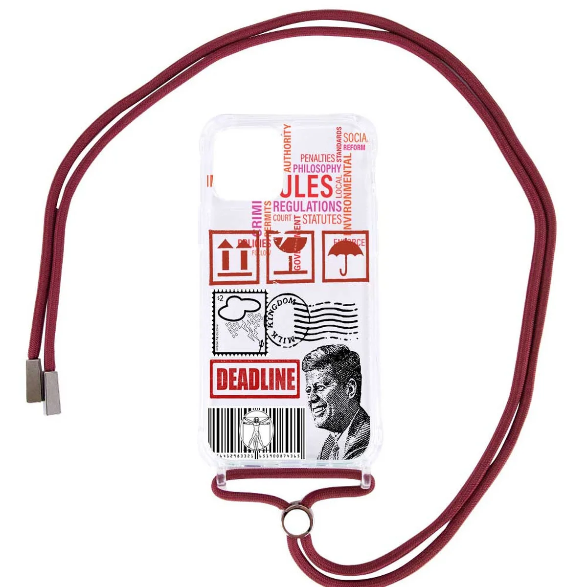 Чехол TPU Crossbody Street Style для Apple iPhone 11 Pro Max (6.5") Kenedy / Красно-Коричневый