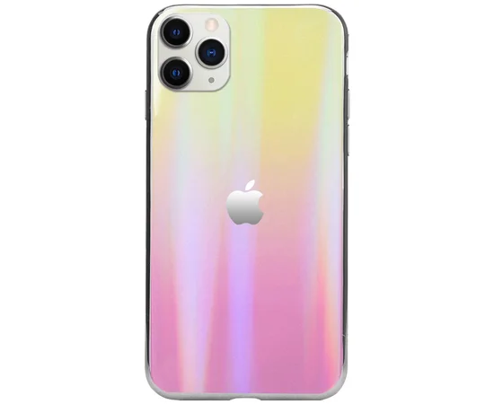 TPU+Glass чехол Gradient Aurora с лого для Apple iPhone 11 Pro Max (6.5") Золотой / Розовый