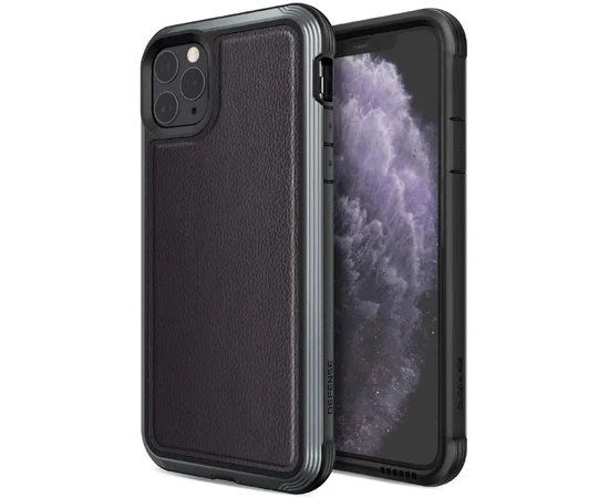 Чехол Defense Lux Series (TPU+Metal+Leather) для Apple iPhone 11 Pro Max (6.5") Черный