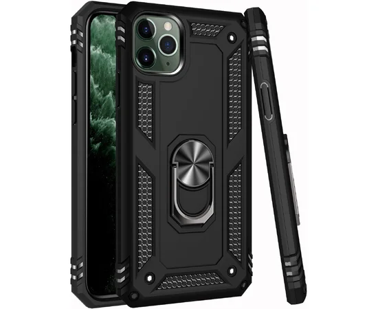 Ударопрочный чехол Serge Ring магнитный держатель для Apple iPhone 11 Pro Max (6.5") Черный