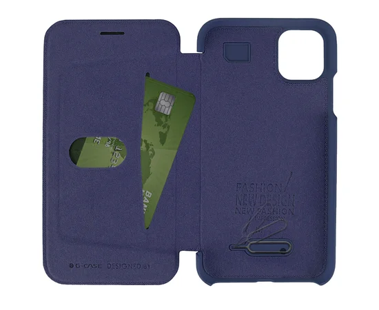 Шкіряний чохол книжка G-Case Vintage Business Series для Apple iPhone 11 Pro Max (6.5 ") Синій