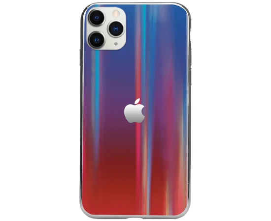 TPU+Glass чехол Gradient Aurora с лого для Apple iPhone 11 Pro Max (6.5") Синий / Красный