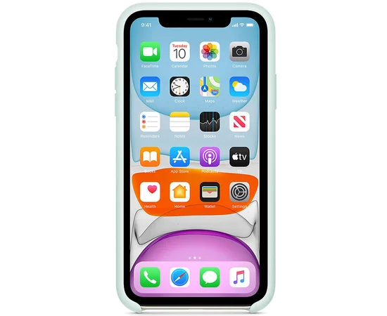 Чехол Silicone case (AAA) для Apple iPhone 11 Pro Max (6.5") Серо-голубой / Seafoam