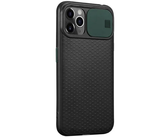 Чехол Camshield Black TPU со шторкой защищающей камеру для Apple iPhone 11 Pro Max (6.5") Черный / Темно-зеленый