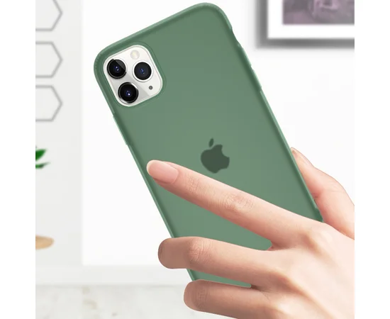 Силиконовый матовый полупрозрачный чехол для Apple iPhone 11 Pro Max (6.5") Зеленый / Pine green