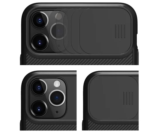 Карбоновая накладка Nillkin Camshield (шторка на камеру) для Apple iPhone 11 Pro Max (6.5") Черный / Black