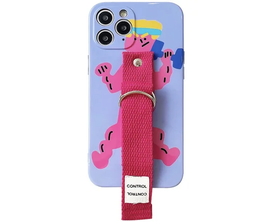 Чехол Funny Holder с цветным ремешком для Apple iPhone 11 Pro Max (6.5") Фиолетовый / Малиновый