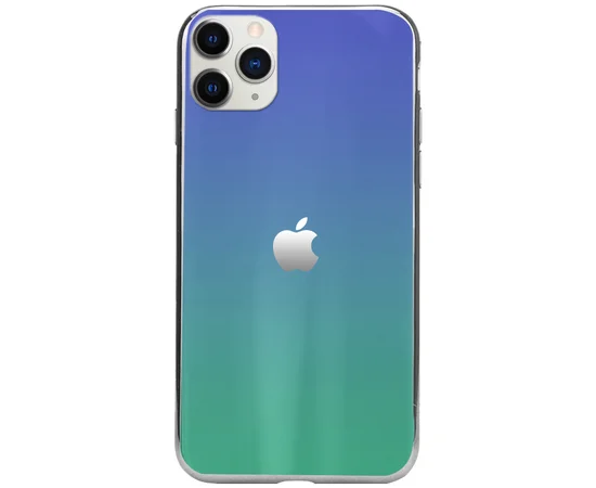 TPU+Glass чехол Gradient Aurora с лого для Apple iPhone 11 Pro Max (6.5") Фиолетовый / Бирюзовый