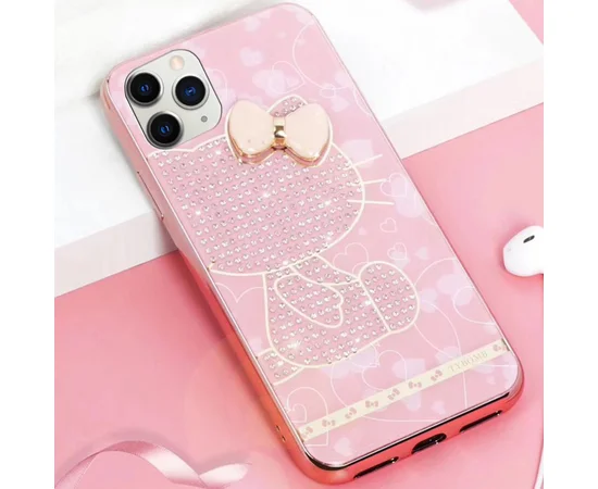 TPU+Glass чехол TYBOMB Dimond Brand для Apple iPhone 11 Pro Max (6.5") Розовый/Hello Kitty