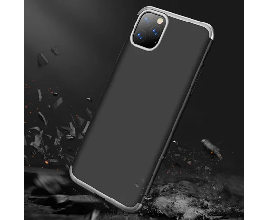 Пластиковая накладка GKK LikGus 360 градусов для Apple iPhone 11 Pro Max (6.5") Черный / Серебряный