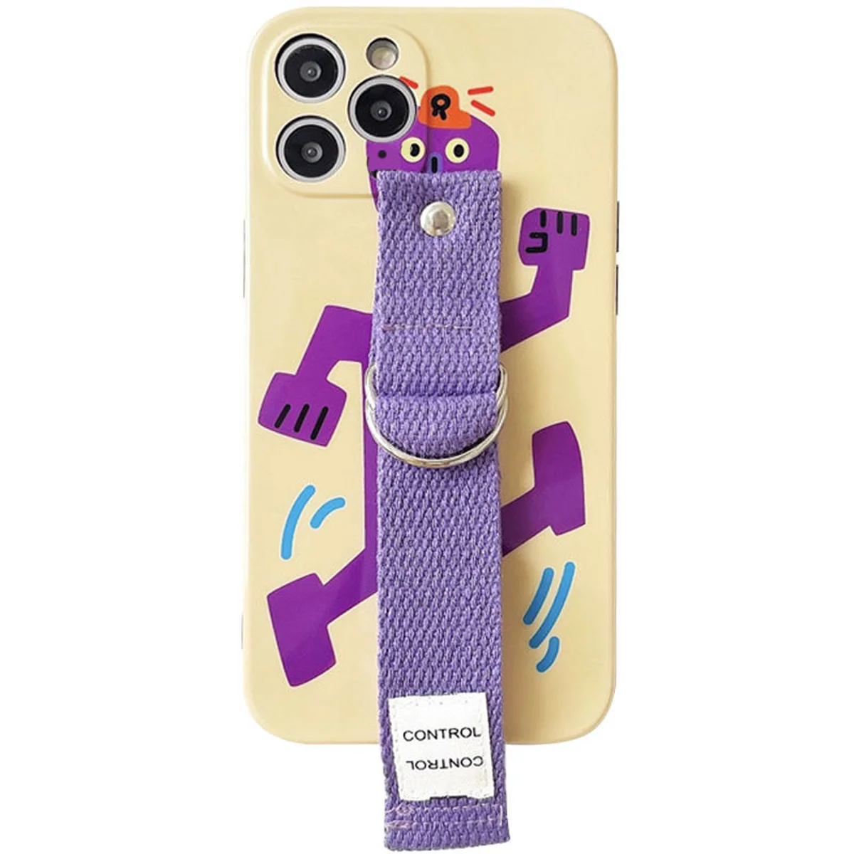 Чохол Funny Holder з кольоровим ремінцем для Apple iPhone 11 Pro Max (6.5") Жовтий / Фіолетовий