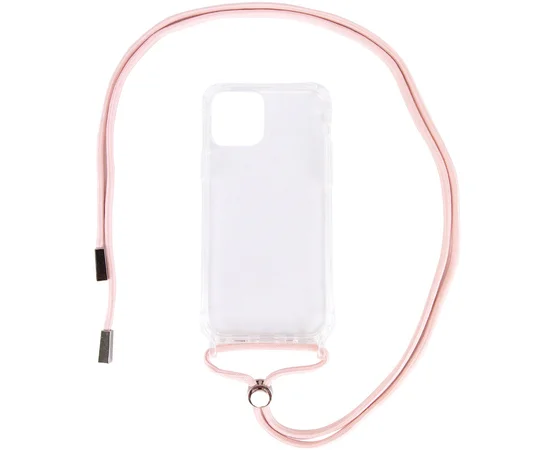 Чехол TPU Crossbody Transparent для Apple iPhone 11 Pro Max (6.5") Пудровый