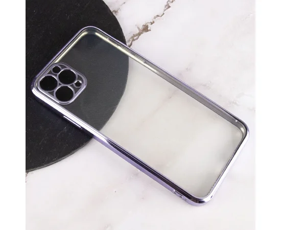 Прозрачный силиконовый чехол с глянцевой окантовкой Full Camera для Apple iPhone 11 Pro Max (6.5") Сиреневый