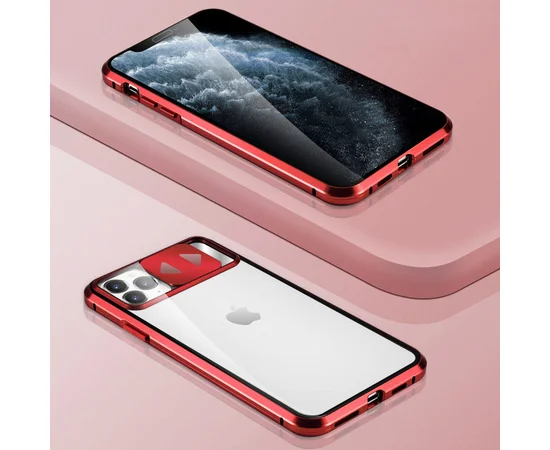 Чехол Camshield 360 Metall+Glass со шторкой для камеры для Apple iPhone 11 Pro Max (6.5") Красный