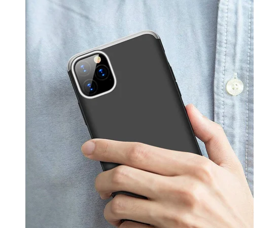 Пластиковая накладка GKK LikGus 360 градусов для Apple iPhone 11 Pro Max (6.5") Черный / Серебряный