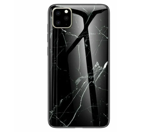 TPU+Glass чехол Luxury Marble для Apple iPhone 11 Pro Max (6.5") Черный