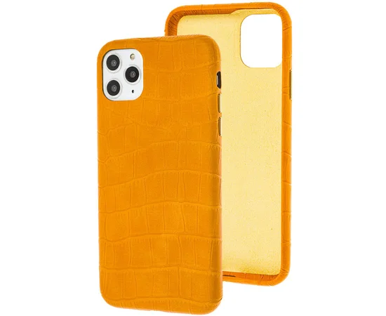 Кожаный чехол Croco Leather для Apple iPhone 11 Pro Max (6.5") Yellow