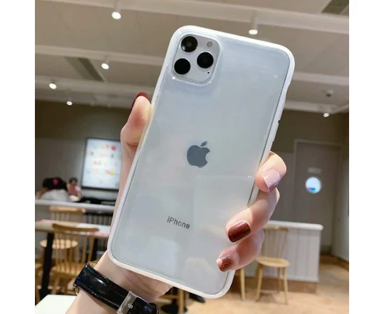 Прозрачный силиконовый чехол с матовой окантовкой для Apple iPhone 11 Pro Max (6.5") Прозрачный