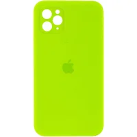 Чехол Silicone Case Square Full Camera Protective (AA) для Apple iPhone 11 Pro Max (6.5") Салатовый / Neon green