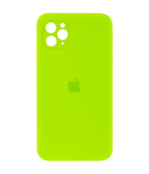 Чохол Silicone Case Square Full Camera Protective (AA) для Apple iPhone 11 Pro Max (6.5 ") Салатовий / Neon green