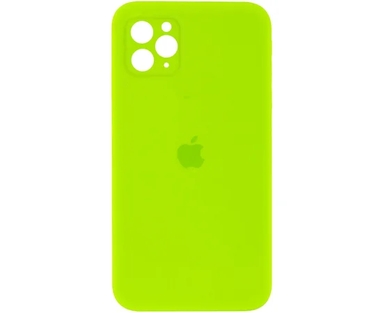 Чохол Silicone Case Square Full Camera Protective (AA) для Apple iPhone 11 Pro Max (6.5 ") Салатовий / Neon green