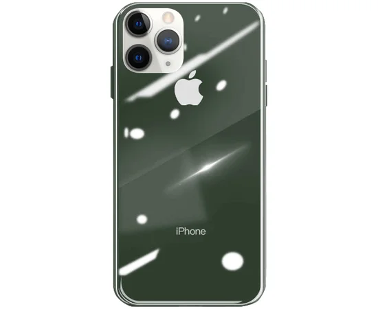 TPU+Glass чехол GLOSSY Logo series для Apple iPhone 11 Pro Max (6.5") Зеленый / Pine green