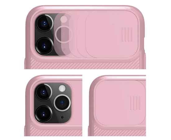 Карбоновая накладка Nillkin Camshield (со шторкой для камеры) для Apple iPhone 11 Pro Max (6.5") Розовый / Pink
