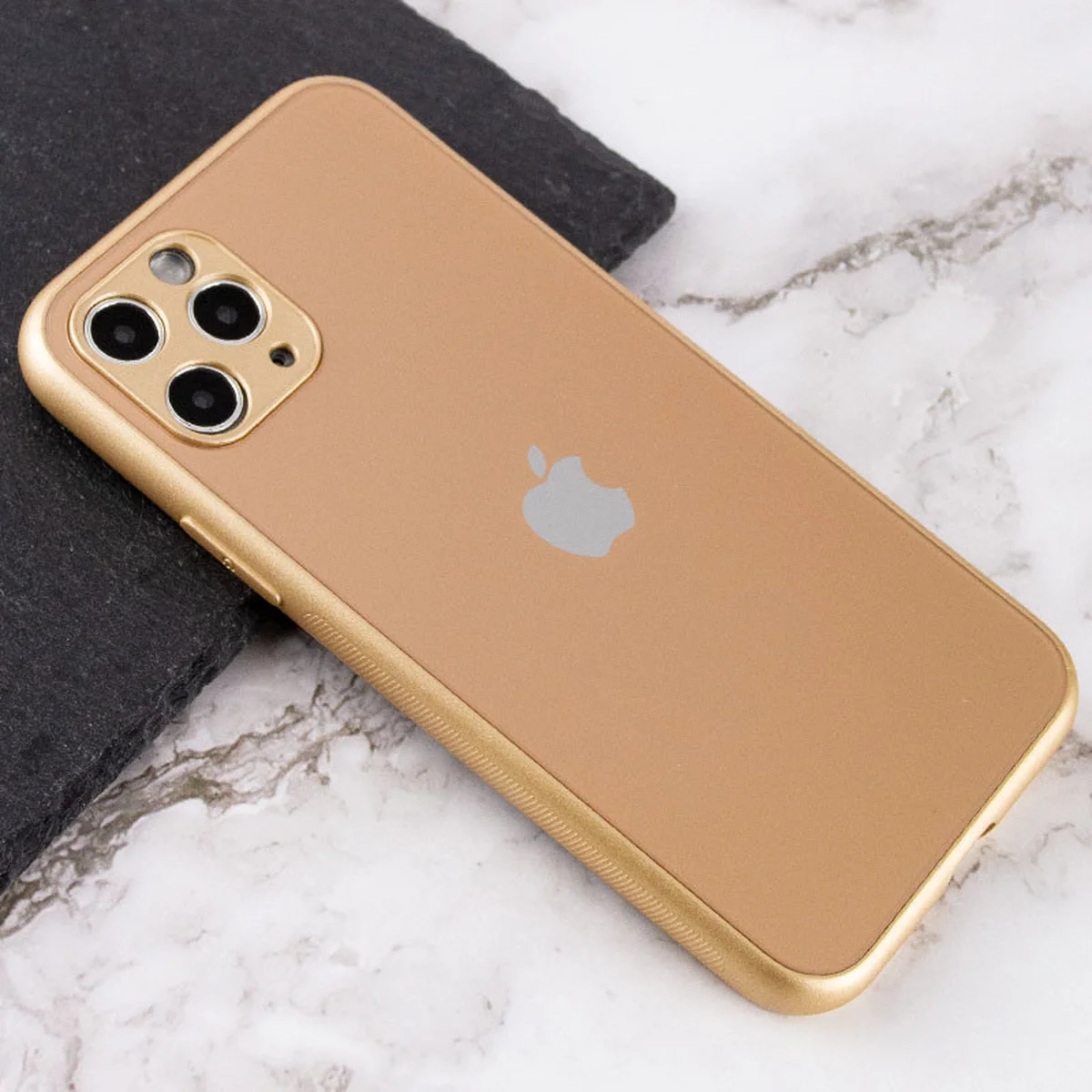 TPU+Glass чехол Matte Candy Full camera для Apple iPhone 11 Pro Max (6.5") Золотой