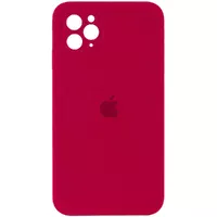 Чохол Silicone Case Square Full Camera Protective (AA) для Apple iPhone 11 Pro Max (6.5 ") Червоний / Rose Red