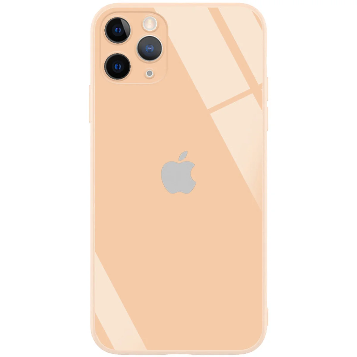 TPU+Glass чехол GLOSSY Logo Full camera (opp) для Apple iPhone 11 Pro Max (6.5") Персиковый