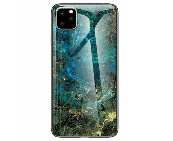 TPU+Glass чехол Luxury Marble для Apple iPhone 11 Pro Max (6.5") Морская волна / Голубой