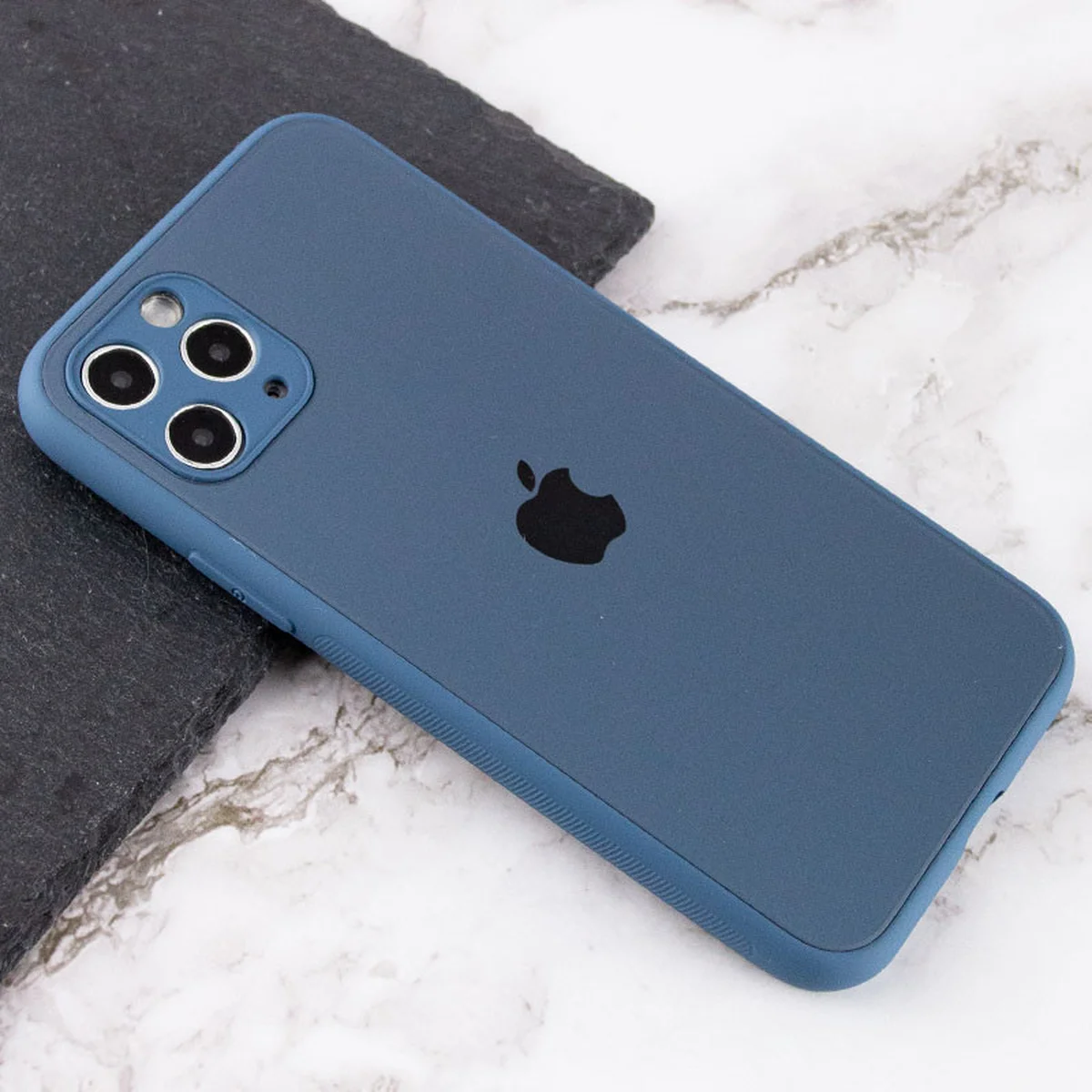 TPU+Glass чехол Matte Candy Full camera для Apple iPhone 11 Pro Max (6.5") Синий