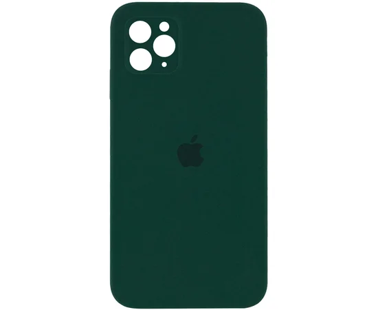 Чехол Silicone Case Square Full Camera Protective (AA) для Apple iPhone 11 Pro Max (6.5") Зеленый / Dark green