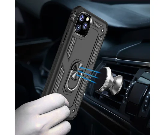 Ударостійкий чохол Serge Ring магнітний тримач для Apple iPhone 11 Pro Max (6.5 ") Чорний