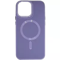 Кожаный чехол Bonbon Leather Metal Style with MagSafe для Apple iPhone 11 Pro Max (6.5") Серый / Lavender