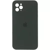 Чехол Silicone Case Square Full Camera Protective (AA) для Apple iPhone 11 Pro Max (6.5") Зеленый / Black Green