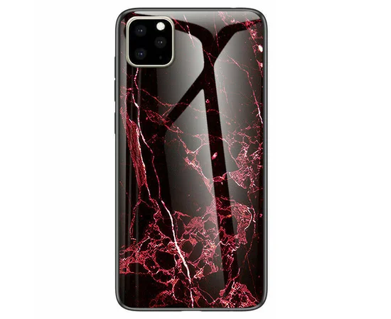 TPU + Glass чохол Luxury Marble для Apple iPhone 11 Pro Max (6.5 ") Марсала / Бордовий