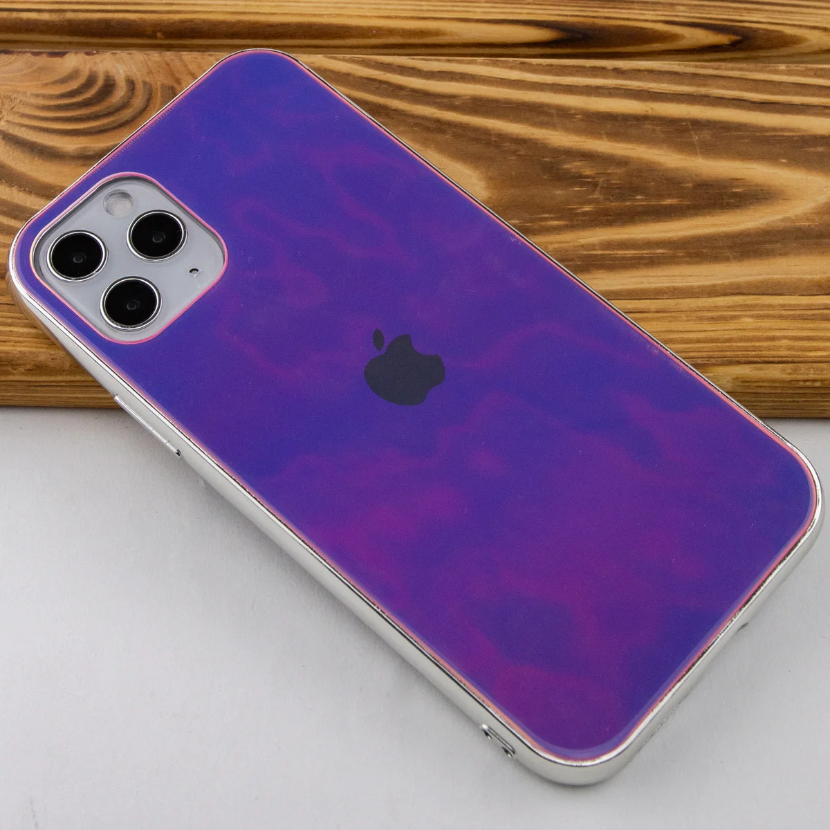 TPU + Glass чохол Gradient Rainbow з лого для Apple iPhone 11 Pro Max (6.5 ") Фіолетовий