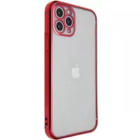 Прозрачный силиконовый чехол с глянцевой окантовкой Full Camera для Apple iPhone 11 Pro Max (6.5") Красный