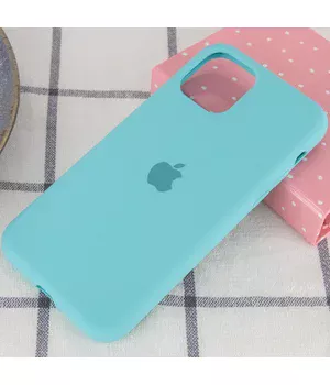 Чехол Silicone case (A) (с закрытым низом) для Apple iPhone 11 Pro Max (6.5") Бирюзовый / Marine Green