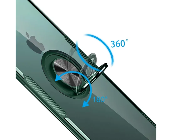 TPU + PC чохол Deen CrystalRing під магнітний тримач для Apple iPhone 11 Pro Max (6.5 ") Безбарвний / Темно-зелений