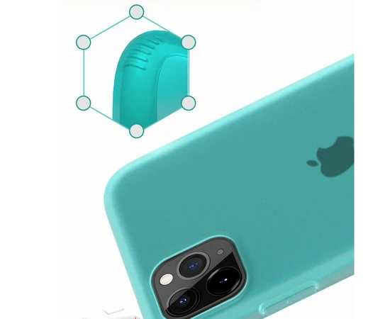 Силиконовый матовый полупрозрачный чехол для Apple iPhone 11 Pro (5.8") Голубой / Marine Green
