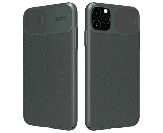 Карбоновая накладка Nillkin Camshield (шторка на камеру) для Apple iPhone 11 Pro (5.8") Зеленый / Dark Green
