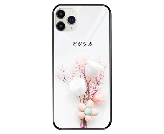 TPU+Glass чехол светящийся в темноте для Apple iPhone 11 Pro (5.8") Rose /Белый