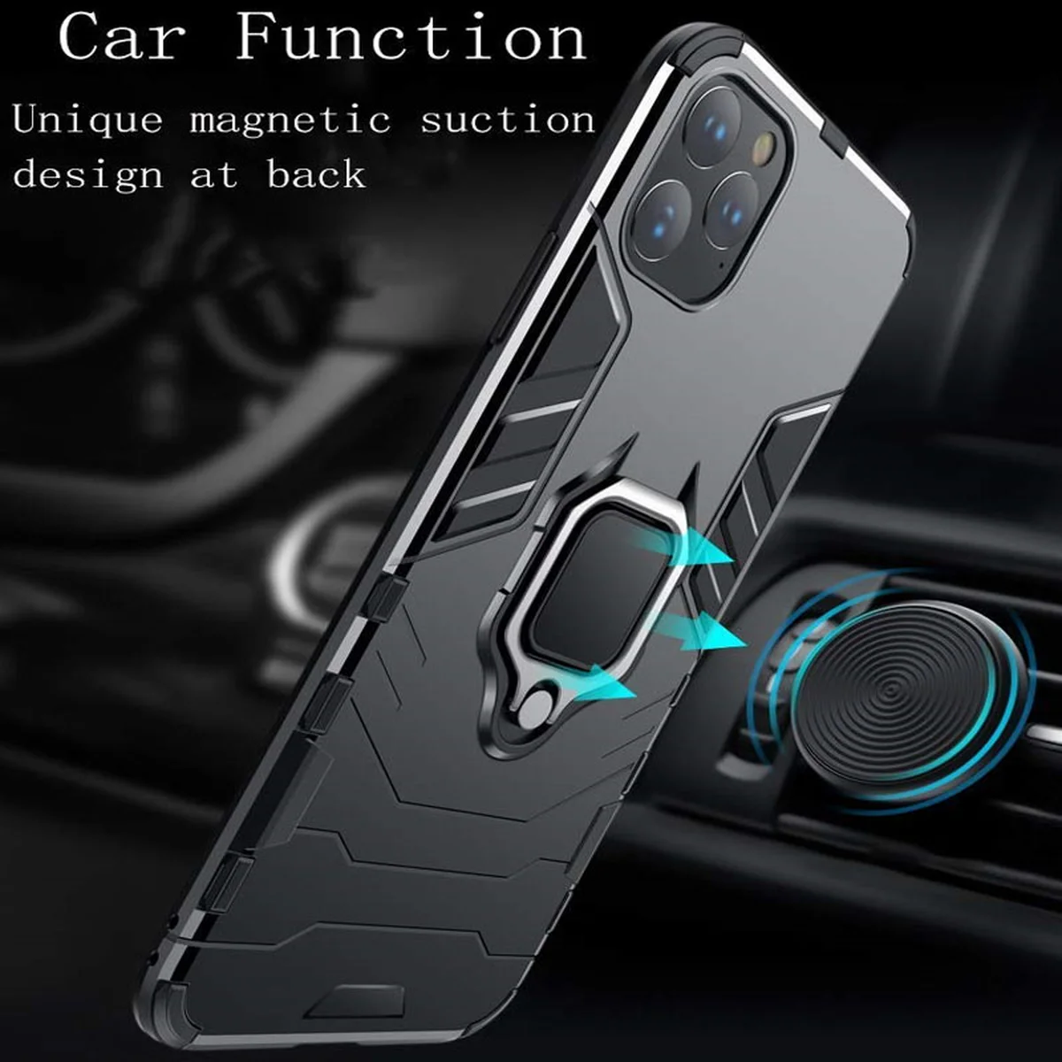 Ударопрочный чехол Transformer Ring for Magnet для Apple iPhone 11 Pro (5.8") Черный / Soul Black