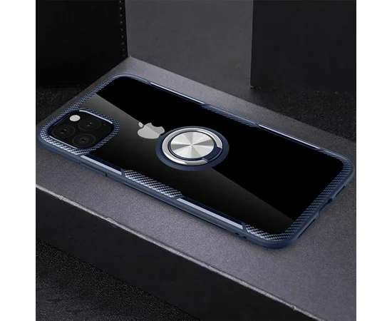 TPU+PC чехол Deen CrystalRing for Magnet (opp) для Apple iPhone 11 Pro (5.8") Бесцветный / Темно-синий