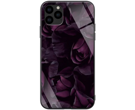 TPU+Glass чехол ForFun для Apple iPhone 11 Pro (5.8") Фиолетовый/Розы