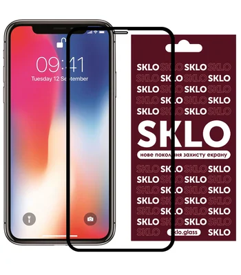 Захисне скло SKLO 3D (full glue) для Apple iPhone 11 Pro / X / XS (5.8 ") Чорний
